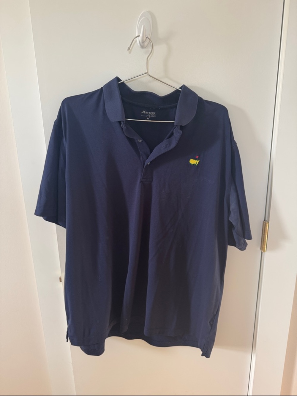 Masters Navy Polo with Small Yellow-Green Embroidered Motif